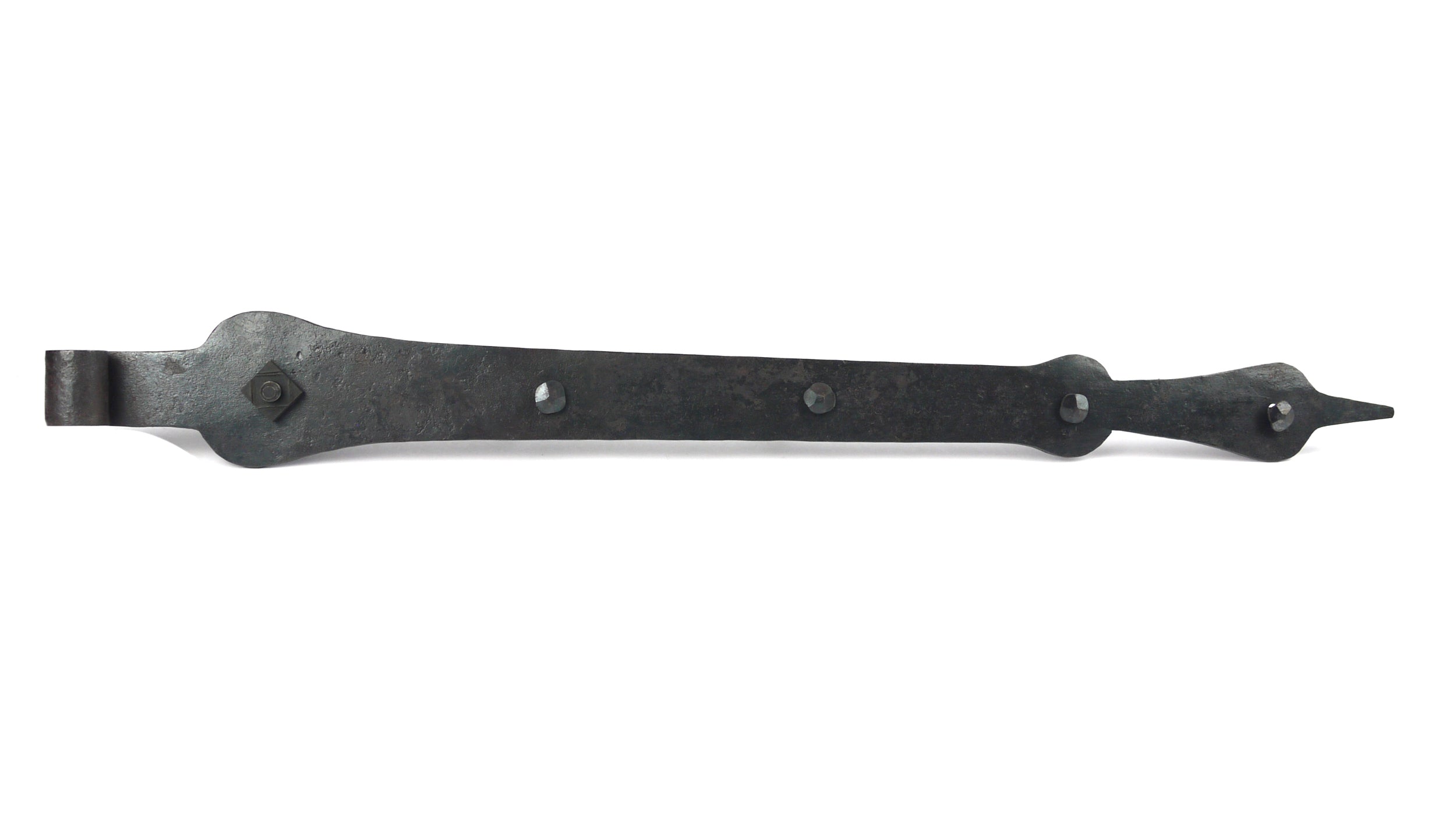 Schmiedeeisernes Türband, Langband mit geschmiedeten Nägel und Schloßschraube